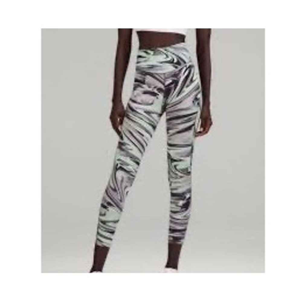 Lululemon Base Pace 25' High Rise Leggings Size 4 Liquify Black Multi Marble